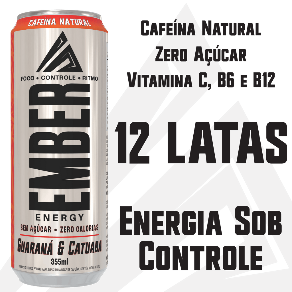 Energético Ember Guaraná & Catuaba 12 latas zero açúcar